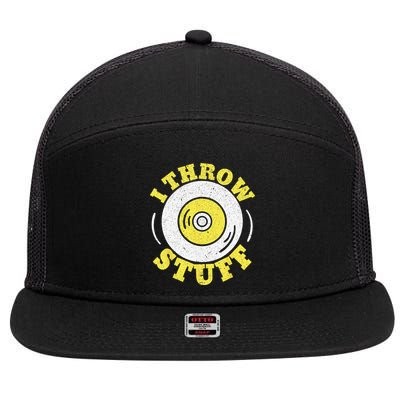 I Throw Stuff Athlete Sport Track And Field Discus Throw 7 Panel Mesh Trucker Snapback Hat
