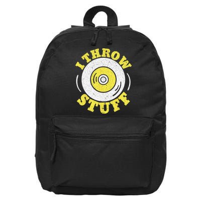 I Throw Stuff Athlete Sport Track And Field Discus Throw 16 in Basic Backpack