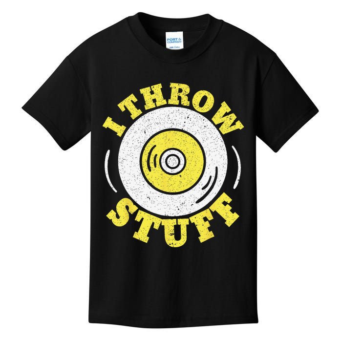 I Throw Stuff Athlete Sport Track And Field Discus Throw Kids T-Shirt