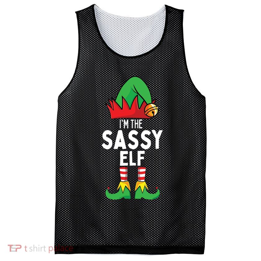 I'm The Sassy Elf Matching Christmas Mesh Reversible Basketball Jersey Tank