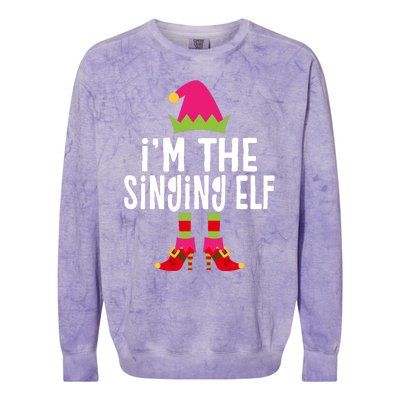 Im The Singing Elf Matching Christmas Elf Colorblast Crewneck Sweatshirt