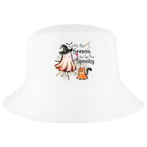 Its The Season To Be Spooky Cute Cat Ghost Witch Halloween Cool Comfort Performance Bucket Hat