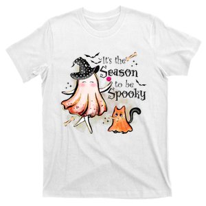 Its The Season To Be Spooky Cute Cat Ghost Witch Halloween T-Shirt