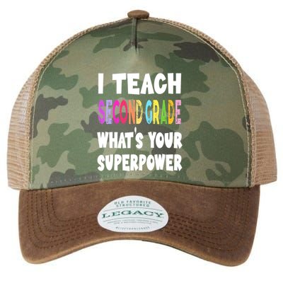 I Teach Second Grade Whats Your Superpower 2nd Grade Teacher Legacy Tie Dye Trucker Hat