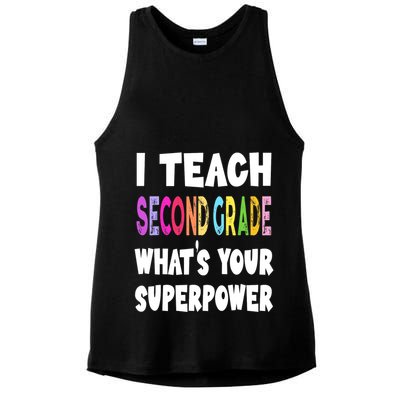 I Teach Second Grade Whats Your Superpower 2nd Grade Teacher Ladies PosiCharge Tri-Blend Wicking Tank