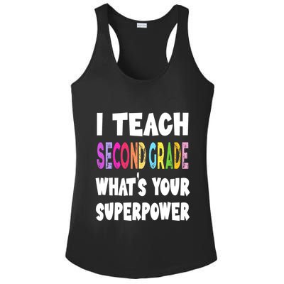 I Teach Second Grade Whats Your Superpower 2nd Grade Teacher Ladies PosiCharge Competitor Racerback Tank