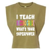 I Teach Second Grade Whats Your Superpower 2nd Grade Teacher Garment-Dyed Women's Muscle Tee