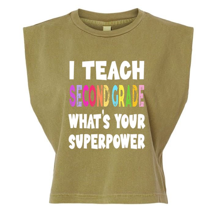 I Teach Second Grade Whats Your Superpower 2nd Grade Teacher Garment-Dyed Women's Muscle Tee