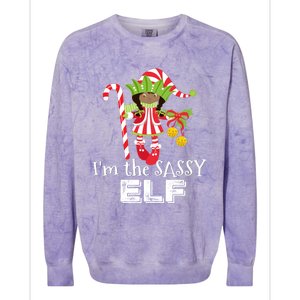 IM The Sassy Elf African American 1 Matching Christmas Gift Colorblast Crewneck Sweatshirt