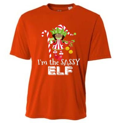 IM The Sassy Elf African American 1 Matching Christmas Gift Cooling Performance Crew T-Shirt