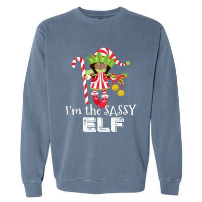 IM The Sassy Elf African American 1 Matching Christmas Gift Garment-Dyed Sweatshirt