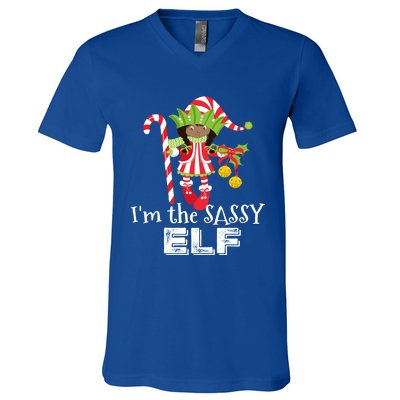 IM The Sassy Elf African American 1 Matching Christmas Gift V-Neck T-Shirt