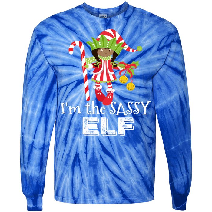 IM The Sassy Elf African American 1 Matching Christmas Gift Tie-Dye Long Sleeve Shirt