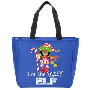 IM The Sassy Elf African American 1 Matching Christmas Gift Zip Tote Bag