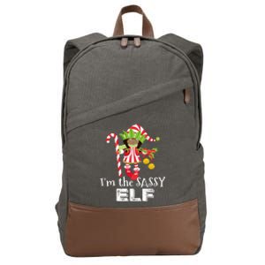 IM The Sassy Elf African American 1 Matching Christmas Gift Cotton Canvas Backpack