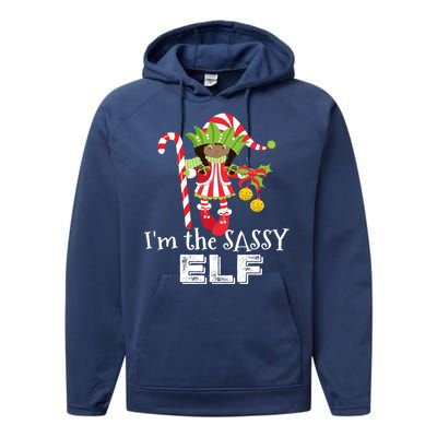 IM The Sassy Elf African American 1 Matching Christmas Gift Performance Fleece Hoodie