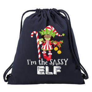 IM The Sassy Elf African American 1 Matching Christmas Gift Drawstring Bag