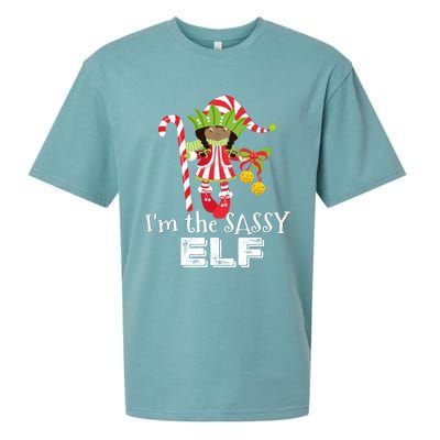 IM The Sassy Elf African American 1 Matching Christmas Gift Sueded Cloud Jersey T-Shirt