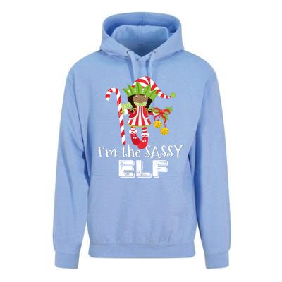 IM The Sassy Elf African American 1 Matching Christmas Gift Unisex Surf Hoodie