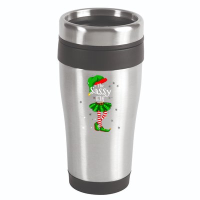 Im The Sassy Elf Matching Christmas Costume 16oz Travel Tumbler