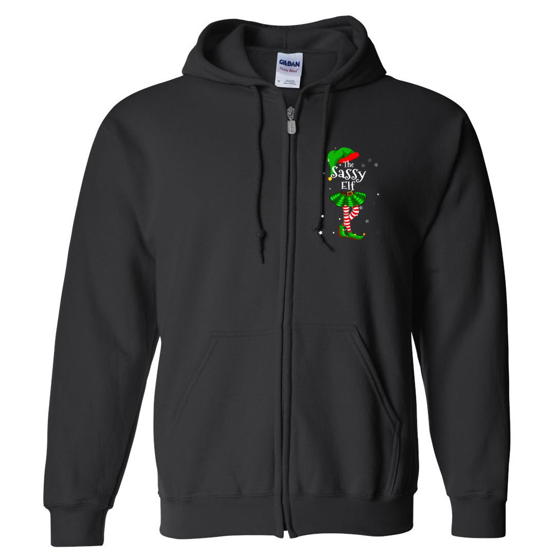 Im The Sassy Elf Matching Christmas Costume Full Zip Hoodie