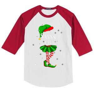 Im The Sassy Elf Matching Christmas Costume Kids Colorblock Raglan Jersey