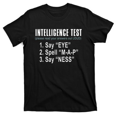 Intelligence Test Say Eye M A P Ness Funny Dad Joke T-Shirt