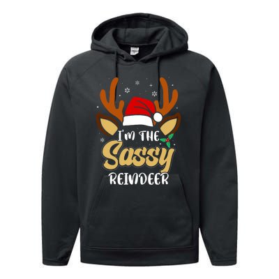 IM The Sassy Reindeer Funny Christmas Family Pajamas Performance Fleece Hoodie