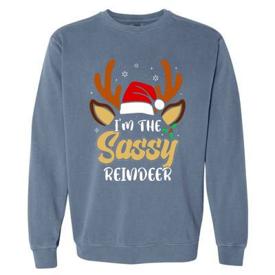 IM The Sassy Reindeer Funny Christmas Family Pajamas Garment-Dyed Sweatshirt