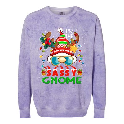 IM The Sassy Gnome Christmas Lights Costume Reindeer Gnome Gift Colorblast Crewneck Sweatshirt