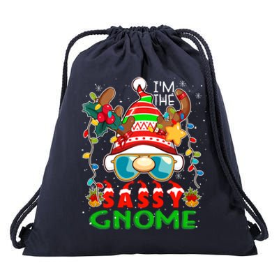 IM The Sassy Gnome Christmas Lights Costume Reindeer Gnome Gift Drawstring Bag