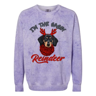 IM The Sassy Reindeer Dachshund Merry Christmas Pajamas Funny Gift Colorblast Crewneck Sweatshirt