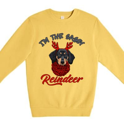 IM The Sassy Reindeer Dachshund Merry Christmas Pajamas Funny Gift Premium Crewneck Sweatshirt