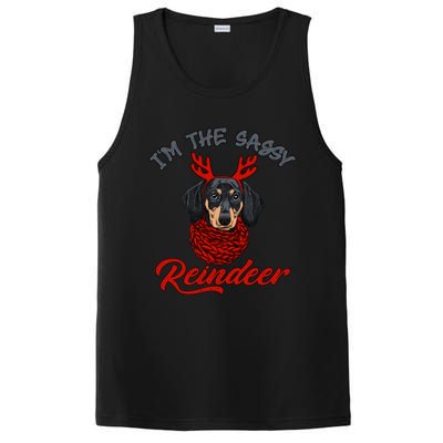 IM The Sassy Reindeer Dachshund Merry Christmas Pajamas Funny Gift PosiCharge Competitor Tank