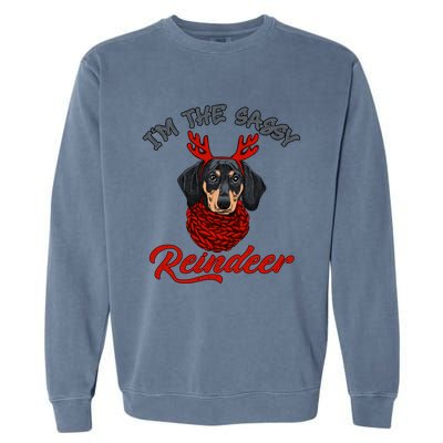 IM The Sassy Reindeer Dachshund Merry Christmas Pajamas Funny Gift Garment-Dyed Sweatshirt