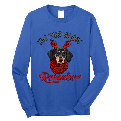 IM The Sassy Reindeer Dachshund Merry Christmas Pajamas Funny Gift Long Sleeve Shirt