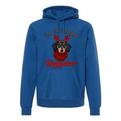 IM The Sassy Reindeer Dachshund Merry Christmas Pajamas Funny Gift Premium Hoodie