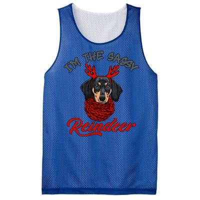 IM The Sassy Reindeer Dachshund Merry Christmas Pajamas Funny Gift Mesh Reversible Basketball Jersey Tank