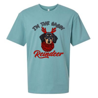 IM The Sassy Reindeer Dachshund Merry Christmas Pajamas Funny Gift Sueded Cloud Jersey T-Shirt