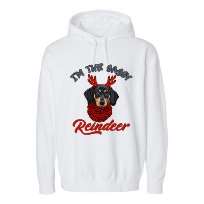 IM The Sassy Reindeer Dachshund Merry Christmas Pajamas Funny Gift Garment-Dyed Fleece Hoodie