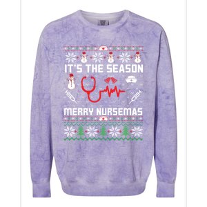 ItS The Season Merry Nursemas Winter Vibes Christmas Great Gift Colorblast Crewneck Sweatshirt