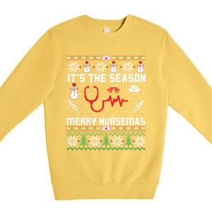 ItS The Season Merry Nursemas Winter Vibes Christmas Great Gift Premium Crewneck Sweatshirt