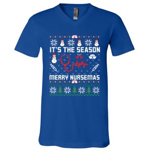 ItS The Season Merry Nursemas Winter Vibes Christmas Great Gift V-Neck T-Shirt