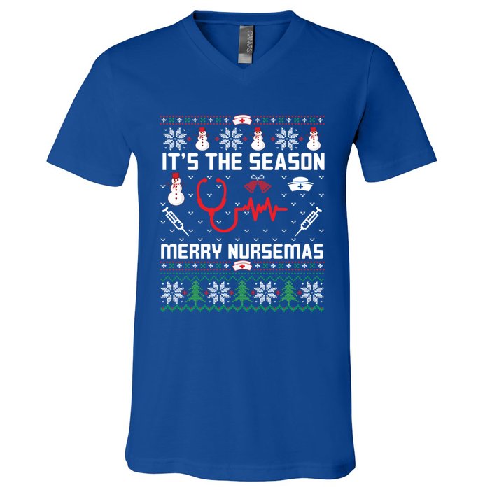 ItS The Season Merry Nursemas Winter Vibes Christmas Great Gift V-Neck T-Shirt