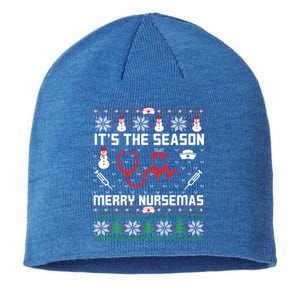 ItS The Season Merry Nursemas Winter Vibes Christmas Great Gift Sustainable Beanie