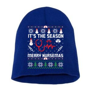 ItS The Season Merry Nursemas Winter Vibes Christmas Great Gift Short Acrylic Beanie