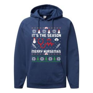 ItS The Season Merry Nursemas Winter Vibes Christmas Great Gift Performance Fleece Hoodie