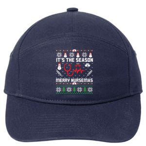 ItS The Season Merry Nursemas Winter Vibes Christmas Great Gift 7-Panel Snapback Hat