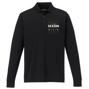 ItS The Season Reindeer Holiday Winter Vibes Christmas Meaningful Gift Performance Long Sleeve Polo