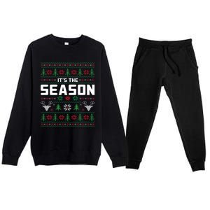 ItS The Season Reindeer Holiday Winter Vibes Christmas Meaningful Gift Premium Crewneck Sweatsuit Set